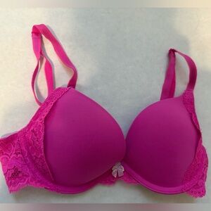 Victorias Secret Dream Angels Padded Push Up Bra Pink with Lace Band- Size 32C